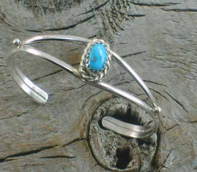 Native American Indian Child's Cuff Bracelet - sz 5 Silver C
